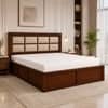 Eshaan Solid Wood Compact Queen Bed Hydraulic Storage Provincial Teak Finish Mattress 60 x 72 Inches