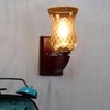 Devansh Solid Wood Electric Wall Light in Brown Colour with Lavender Shade Count of 1 Light