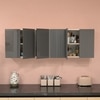 6 Door Mirror Glossy Triple Layered Uv Resistant Handless Cabinet In Grey Finish