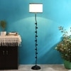 Jet Multicolour Fabric Floor Lamp with Black Iron Base