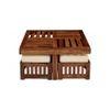 Palladio Sheesham Wood Accent Coffee Table Set With 4 Stools In Natural Teak Finish