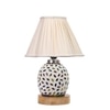 Devansh Off-White Vintage Cotton Pleated Shade Lamp With Wood & Mosaic Glass Base For Decoration/Office/Home/Gifting/Study For Decoration/Office/Home/Gifting/Study