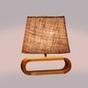 Devansh Beige Jute Table Lamp With  Wood Natural Base -9