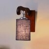 Devansh Solid Wood Electric Wall Light in Brown Colour with Blue Shade Count of 1 Light