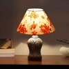 Devansh Conical Multi Cotton Shade Lamp With Wood & Mosaic Glass Base For Decoration/Office/Home/Gifting/Study For Decoration/Office/Home/Gifting/Study -(10X10X14.5) Inches -A