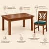 Globally Indian Ankura Solid Sheesham Wood 4 Seater Dining Table Set 4 Chairs Teal Green