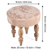 Roswell Sheesham Wood   Round Set of 2 Stools in Beige Sparkle Velvet Upholstery