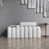 Wooden Twist Veylo Modern Line Design Bench with Round Back Pillow in White Colour