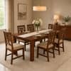 Globally Indian Aroha Solid Sheesham Wood 6 Seater Dining Table Set 6 Chairs Beige
