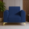 Veniza Velvet 1 Seater Sofa In Navy Blue Colour