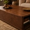 Kingsley Sheesham Wood Geometric Chevron Coffee Table in Walnut Finish