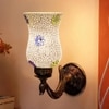 Baron Antique Metal Peacock Wall Lamp with Multicolor Mosaic Glass
