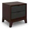 Martino Upholstered Solid Wood Bedside Table in Dark Walnut Finish
