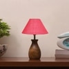 Devansh Pink Jute Table Lamp With  Wood Natural Base (10X12.5 Inches)-33