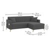 Convil Velvet L Shape 4 Seater Sofa in Dark Grey Color