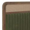 Hanoi Solid Wood Cane King Size Nonstorage Bed In Danish Walnut Finish Fabric Deep Olive