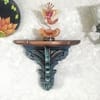 Multishade Colour Solid Wood Handcarved Aarambh Floating Wall Shelf with distres finish by DisooFashions