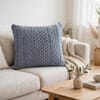 Kennedy Blue Grey Cotton Knitted Decorative Cushion Cover 16 x 16 Inches