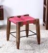 Yonnet Sheesham Wood Seating Stool In Brown & Black Colour