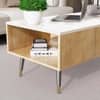 Hexa Engineered Wood Modern Coffee Table With Golden Metal Legs In Giant Wood And Frosty White