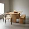 Modern Solid Wood Dining Set with Bench in Morgan Natural