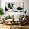 The Castle Decor Lotus Wall Painting Wooden Framed 27x48 Inch (Style 1)