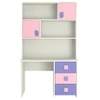 Flora Kids Study Desk cum Bookshelf with Shuttered Cabinets Open Shelves and Drawers in English Pink Persian Lilac Colour