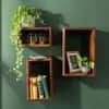 Raar Solid Sheesham Wood Wall Shelf Set in Provincial Teak Finish