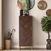 Nina 12 Pairs Solid Wood Shoe Cabinet In Mango Walnut Finish
