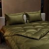 Stoa Paris Comforter Set Double Bed, 300TC Satin Double Bed Comforters in Olive Oasis
