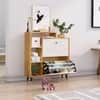 Hexa Red Engineered Wood Shoe Rack in Giant Wood and Frosty White Colour