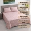 Xian Pink Floral 400 TC Cotton Flat Queen Size Bedsheet with 2 Pillow Covers – Threads