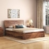 Terence Solid Wood Queen Size Hydraulic Storage Bed In Teak Finish