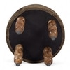 Roswell Sheesham Wood   Round Stool in Green Sparkle Velvet Upholstery