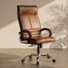 Ettorez Amaze Premium Leatherette High Back Chair In Tan Colour