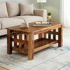 Blairs Sheesham Wood Accent Rectangle Coffee Table In Natural Teak Finish