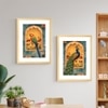 Mughal Parrot Peacock Jharokha Set of 2 Framed Posters 45x60 cm