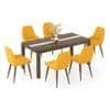 Atlas Crest Solid Wood 6 Seater Dining Table with 6 Rickman Lounge Chair