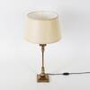Delta Brass Table Lamp with Off White Linen Shade