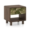 Eden Upholstered Solid wood Bedside Table in Berry Orchid Fabric Colour with Danish Walnut Finish