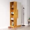 Hexa Red Wooden 1 Door Wardrobe with Hanging Space in Giant Wood and Frosty White Colour