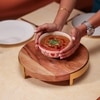 Ireka Homes Kaarigari Acacia Wood Trivet with Metal Legs (10x2 in)