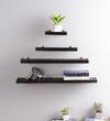Solid Wood Floating Wall Shelf Set of 4 in Brown Colour