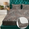 Brown Floral 180 TC Fitted 1 King  Bedsheet with 2 Pillow Covers