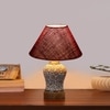 Devansh Conical Maroon Jute Shade Lamp With Wood & Mosaic Glass Base For Decoration/Office/Home/Gifting/Study For Decoration/Office/Home/Gifting/Study -(10X10X14.5) Inches -A