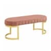 Doe Buck Upholstered Oval Bench in Pink Colour with Gold Loop Legs