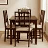 Globally Indian Sheesham Wood 4 Seater Dining Table Set With 4 Seater  Cushioned Chairs - Block Backrest