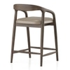 Zen Solid Wood Bar Stool (Danish Walnut Finish, Taupe Leatherette Colour)