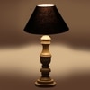 Devansh Black Cotton Table Lamp With  Wood Natural Base (10X18 Inches)-28
