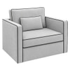 Elano Modern Premium 1 Seater Velvet Pull Out Sofa Cum Bed with Improted Mechanism In Grey Color